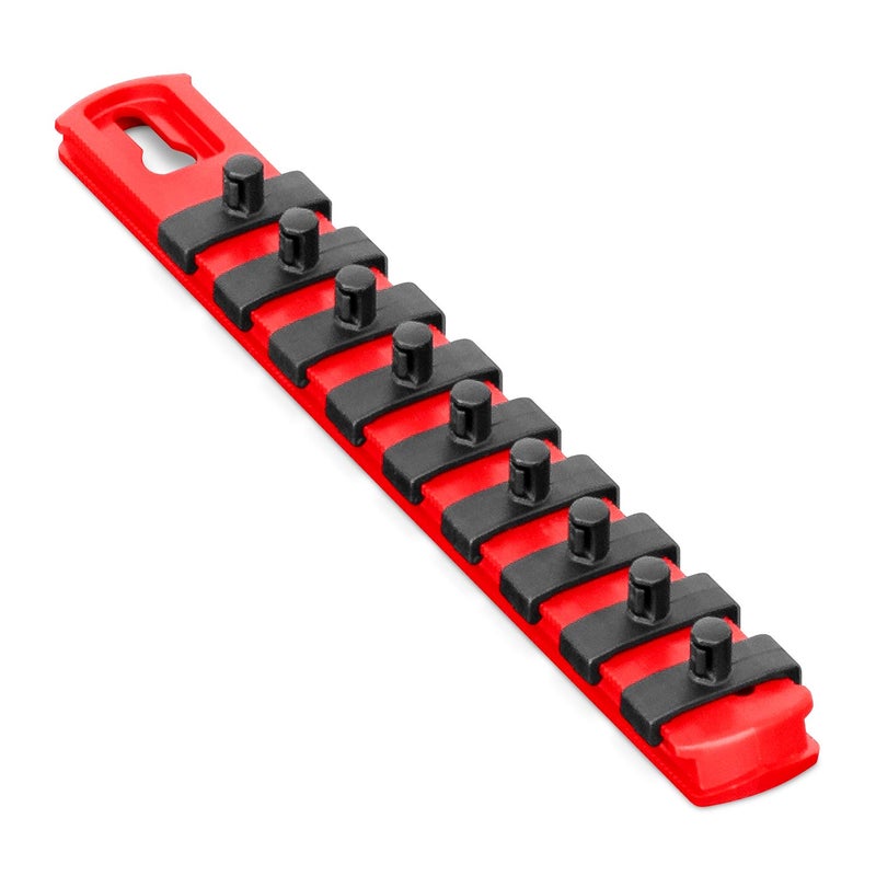 Ernst Manufacturing 8410 8-Inch Socket Organizer with 9 1/4-Inch Twist Lock Clips, Red (8410-Red-1/4) - Image 1